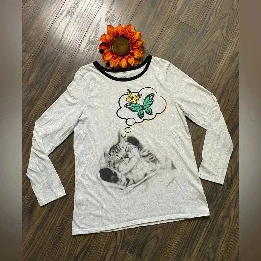 🌻5/$25🌻JUSTICE Long Sleeved Cat T-Shirt | 16/18 |